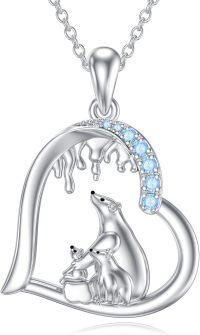 wholesale 925 Sterling Silver Heart-Shaped Polar Bear and Cub Pendant Necklace - Mommy & Me s for Women-Bear Heart-mom&2 bear