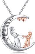 wholesale 925 Sterling Silver Moon & Heart Pendant Necklace Gift for Mom Nana Mother Daughter Birthday Christmas-0-0