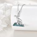 wholesale 925 Sterling Silver Mountain Turquoise Goat Pendant Necklace-0-2