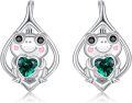 wholesale 925 Sterling Silver Frog Heart Green Crystal Studs Huggies Earrings for Women and Girls-0-0