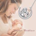wholesale 925 Sterling Silver Moon & Heart Pendant Necklace - Gifts for Grandmas Mothers' Day Jewelry-0-5