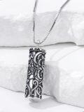 wholesale 925 Sterling Silver Vintage Floral Cylinder Cremation Jewelry Keepsake Urn Locket Necklace-0-1