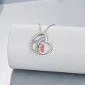 wholesale 925 Sterling Silver Heart-Shaped Giraffe Pendant Necklace with Cubic Zirconia for Women-0-3