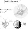 wholesale 925 Sterling Silver White Opal Double Heart Pendant Necklace  for Women Girls-0-4