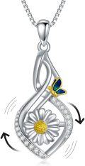 wholesale TOUPOP Sterling Silver Infinity Jewelry Rose/sunflower/daisy Necklace For Women Christmas Gifts Rotatable Fidget Funny Pendant For Birthday Gifts For Women -0-0