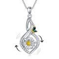TOUPOP Sterling Silver Rose Sunflower Daisy Rotatable Fidget Pendant Necklace-0-0