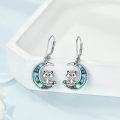 wholesale 925 Sterling Silver Raccoon Moon Shell Leverback Earrings for Women Girls Gifts 4cm Long-0-1