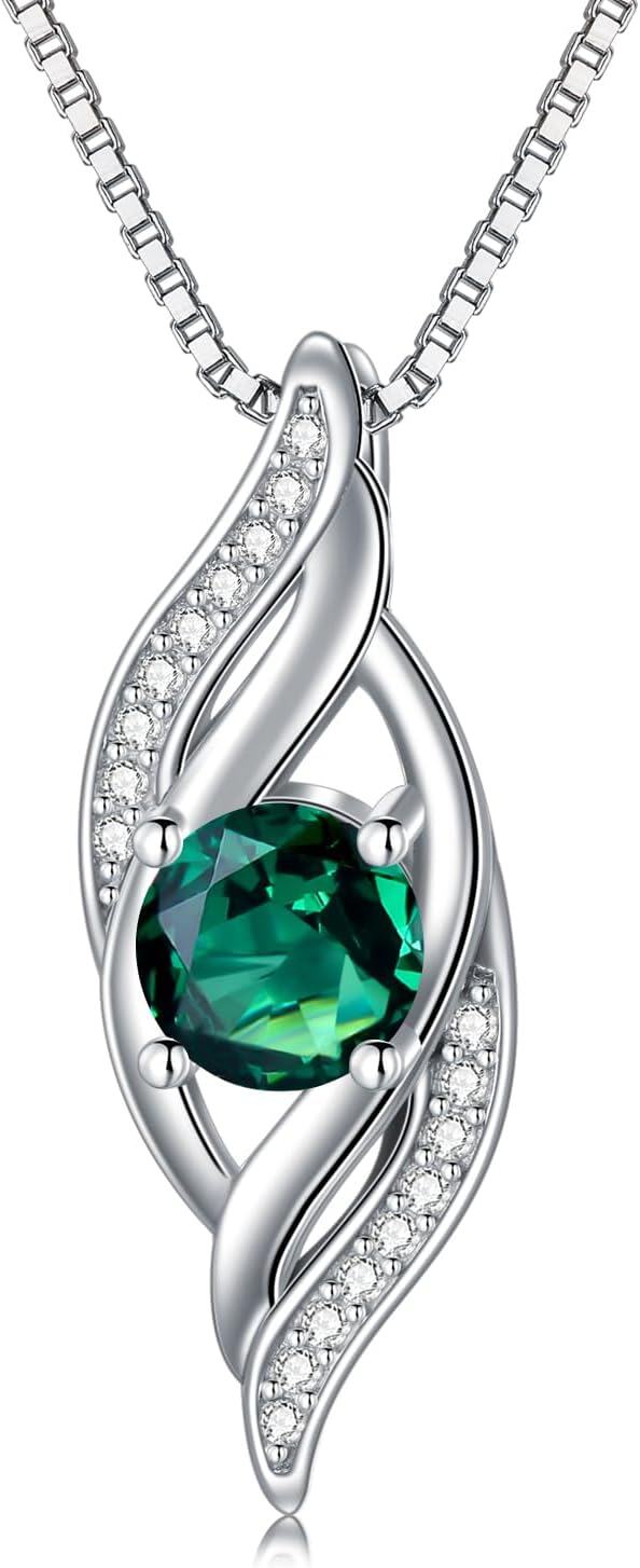 wholesale Sterling Silver Birthstone Infinity Necklace for Women Love Jewelry Gift-05-May.-Emerald