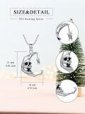 wholesale 925 Sterling Silver Gothic Crescent Moon Skull Bat Skeleton Pendant Necklace-0-5