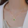 wholesale 14K Gold Emerald Necklace for Women 16+1+1 Inch May Birthstone Gift-0-4