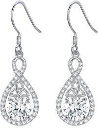 wholesale 925 Sterling Silver Crystal Teardrop Dangle Earrings Valentine s Birthday Gifts for Her-B 04-Apr-Zircon