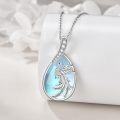 wholesale 925 Sterling Silver Teardrop Moonstone Phoenix Pendant Necklace for Women - Mothers Day/Birthday Gifts-0-4