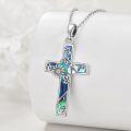 wholesale 925 Sterling Silver Abalone Sunflower & Ladybug Cross Pendant Necklace-0-1