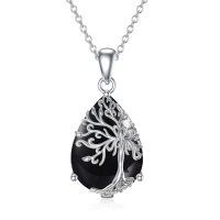 wholesale 925 Sterling Silver Tree Of Life Pendant With Green Marble-Tree of Life-8
