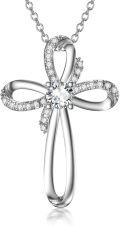 wholesale 925 Sterling Silver 925 Infinity Bow Diamond Pendant Necklace for Women-0-0