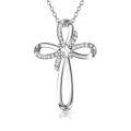 wholesale 925 Sterling Silver 925 Infinity Bow Diamond Pendant Necklace for Women-0-0
