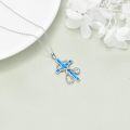wholesale 925 Sterling Silver Blue Created Opal Cross Stethoscope Pendant Necklace for Nurses Gifts-0-4