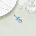 wholesale 925 Sterling Silver Blue Created Opal Cross Stethoscope Pendant Necklace for Nurses Gifts-0-4