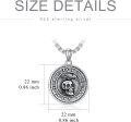 wholesale 925 Sterling Silver Round Pendant with Raven and Hourglass Design - Memento Mori Necklace for Men Women Gifts-0-4