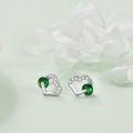 wholesale 925 Sterling Silver Green Emerald Heart Stud Earrings for Women - Valentines Day Gifts-0-2