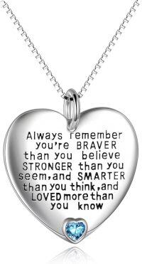 wholesale Sterling Silver Pendant Necklace Always Remember You Are Braver Than You Believe Inspirational Jewelry Gift-December