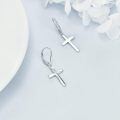 wholesale 925 Sterling Silver Cross Drop Earrings White Gold Plated Polished Lever Back For Women-0-3