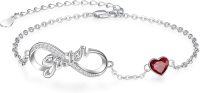 wholesale 925 Sterling Silver Birthstone Sister Infinity Bracelet with Heart-01 Jan