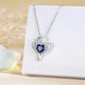wholesale 925 Sterling Silver Birthstone Heart Necklace Pendant Jewelry for Women-0-1
