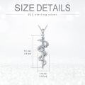 wholesale 925 Sterling Silver Snake and Eye Design Pendant Necklace with Blue Crystal Accent-0-3
