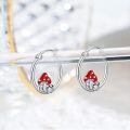 wholesale 925 Sterling Silver Mushroom Frog Huggie Hoop Earrings for Women Girls Minimalist  38mm Diameter-0-2