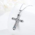 wholesale 925 Sterling Silver Abalone Shell Inlay Celtic Knot Cross Pendant Necklaces for Women Christian Gifts Faith Jewelry 45cm Chain Length-0-4