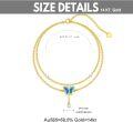wholesale 14K Gold Blue Opal Butterfly Pearl Charm Ankle Anklet for Women Girls (7-9 inch)-0-5