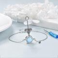 wholesale 925 Sterling Silver Round White Opal Cz Halo Chain Bracelet-0-3