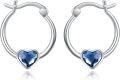 wholesale 925 Sterling Silver Blue Crystal Butterfly Hoop Earrings 20mm Austrian-0-0