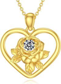 wholesale 14K Gold Plated 925 Sterling Silver Birthstone Love Rose Necklace for Women-D1-April