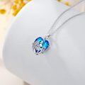 wholesale 925 Sterling Silver Blue Crystal Heart Pendant Necklaces for Aunt & Niece-0-2