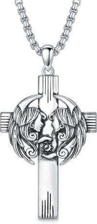 wholesale Sterling Silver Cross Pendant Necklace for Women Men Religious Jewelry Gift for Christmas Birthday Mothers Day-01-08-Gemini
