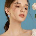 wholesale 925 Sterling Silver Blue Heart Drop Earrings With Crystal Detail-0-2