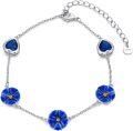 wholesale 925 Sterling Silver Blue Flower Stone Adjustable Bracelet Gift for Women and Girls-0-0
