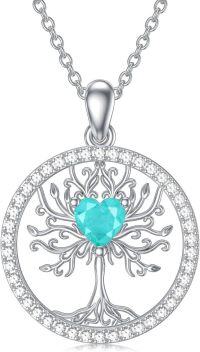 wholesale 925 Sterling Silver Heart-Shaped Turquoise Tree of Life Pendant Necklace s for Women-Tree of Life-6