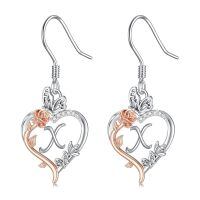 TOUPOP Sterling Silver Rose Heart Butterfly Initial X Letter Drop Dangle Earrings-undefined
