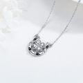 wholesale 925 Sterling Silver Horse Shoe Heart Clover Black White Cubic Zirconia Pendant Necklace-0-1