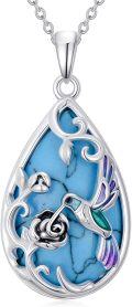 wholesale Butterfly/dragonfly/bee Necklace For Women 925 Sterling Silver Teardrop Moonstone Turquoise Pendant Animal Jewelry Christmas Gifts For Women -0-0