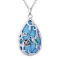 TOUPOP Sterling Silver Moonstone Turquoise Butterfly Dragonfly Bee Pendant Necklace-0-0