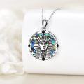 wholesale 925 Sterling Silver Egyptian Pharaoh Pendant with Abalone Shell and Black Onyx Beads Protection Amulet Necklace for Women Men Gifts-0-3
