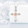 wholesale 925 Sterling Silver Rose Flower Cross Pendant Necklace Jewelry for Women and Girls-0-4