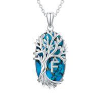 TOUPOP Sterling Silver Turquoise F Initial Letter Pendant Necklace for Women-undefined
