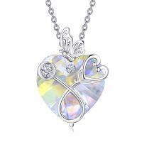 wholesale 925 Sterling Silver Crystal Butterfly Heart Stethoscope Pendant Necklace for Nurses and Doctors Gifts-04-April