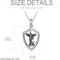 wholesale 925 Sterling Silver Angel of Protection Shield Pendant Necklace with Cross and Dragon Design-0-4
