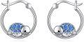wholesale 925 Sterling Silver Blue Opal Turtle Hoop Earrings for Women Girls -0-0